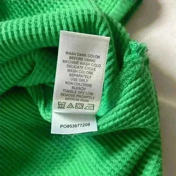 Woman Within Green Waffle Knit Long Sleeve Shirt Size 18/20 L - Picture 8 of 8